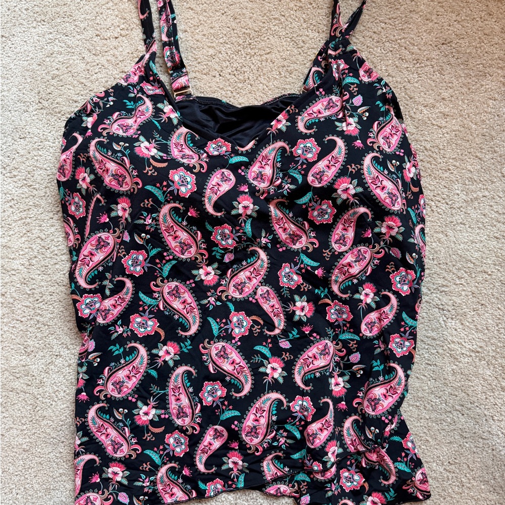 Lands' End Pink Paisley Swim Top